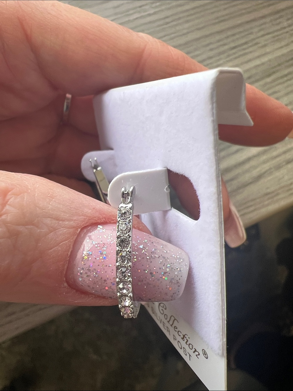 Rhinestone Hoop Earrings - Silver Sparkle